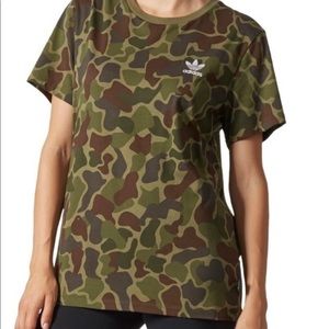 Adidas Women Originals Pharrell Williams Hu Hiking Camo Tee Shirt